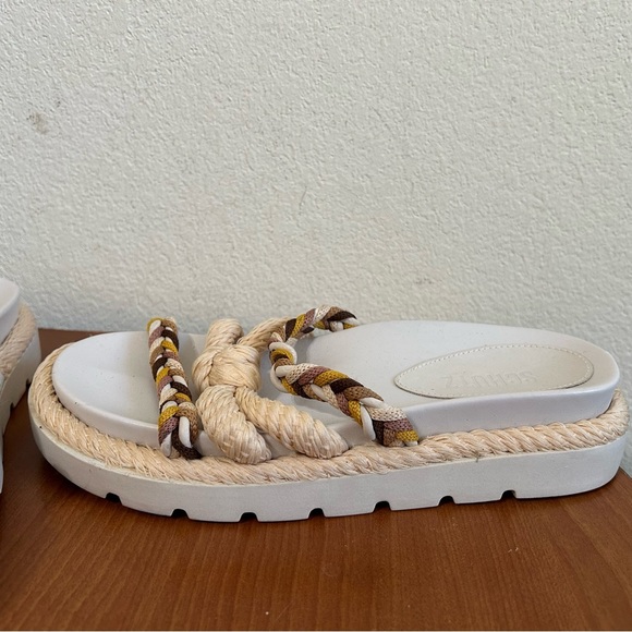 SCHUTZ Mel Braided Strappy Slides Multi Neutral Women's Size 7.5 Slip On Leather - Picture 3 of 11